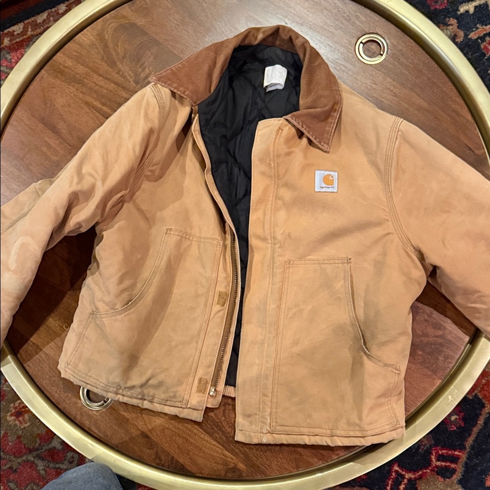 Carhartt Beige Jacket with Brown Collar